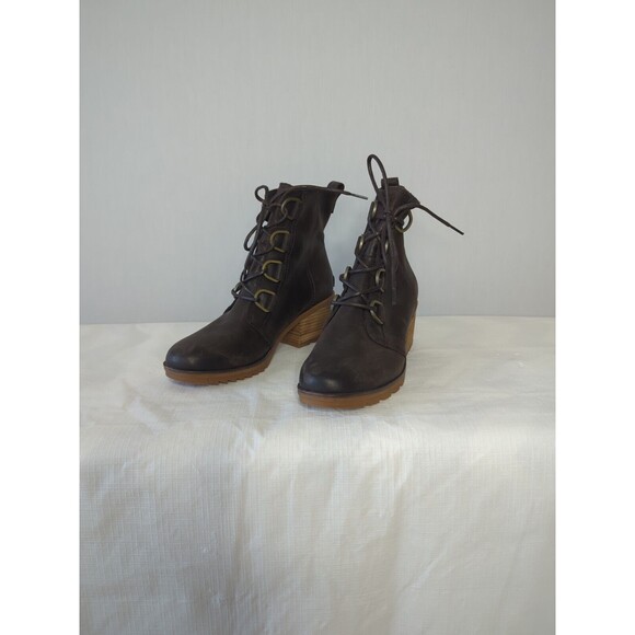 NWOT Sorel Cate the Great 9.5 Size Women's Bootie Brown Combat Boots Ankle Lace - Picture 2 of 10